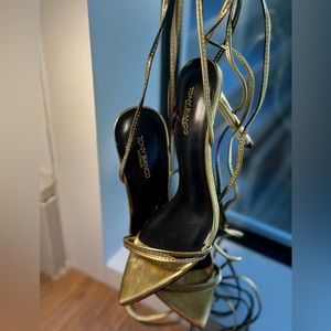 Tony Bianco gold strap heels